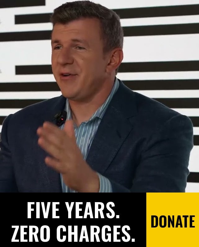 Five years. Zero charges. Donate.